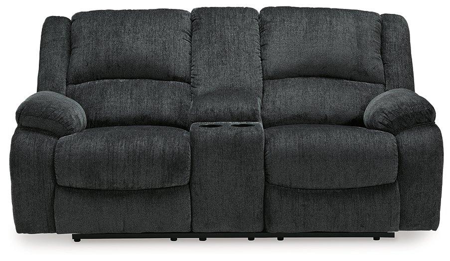 Draycoll Reclining Loveseat with Console - galleria furniture outlet