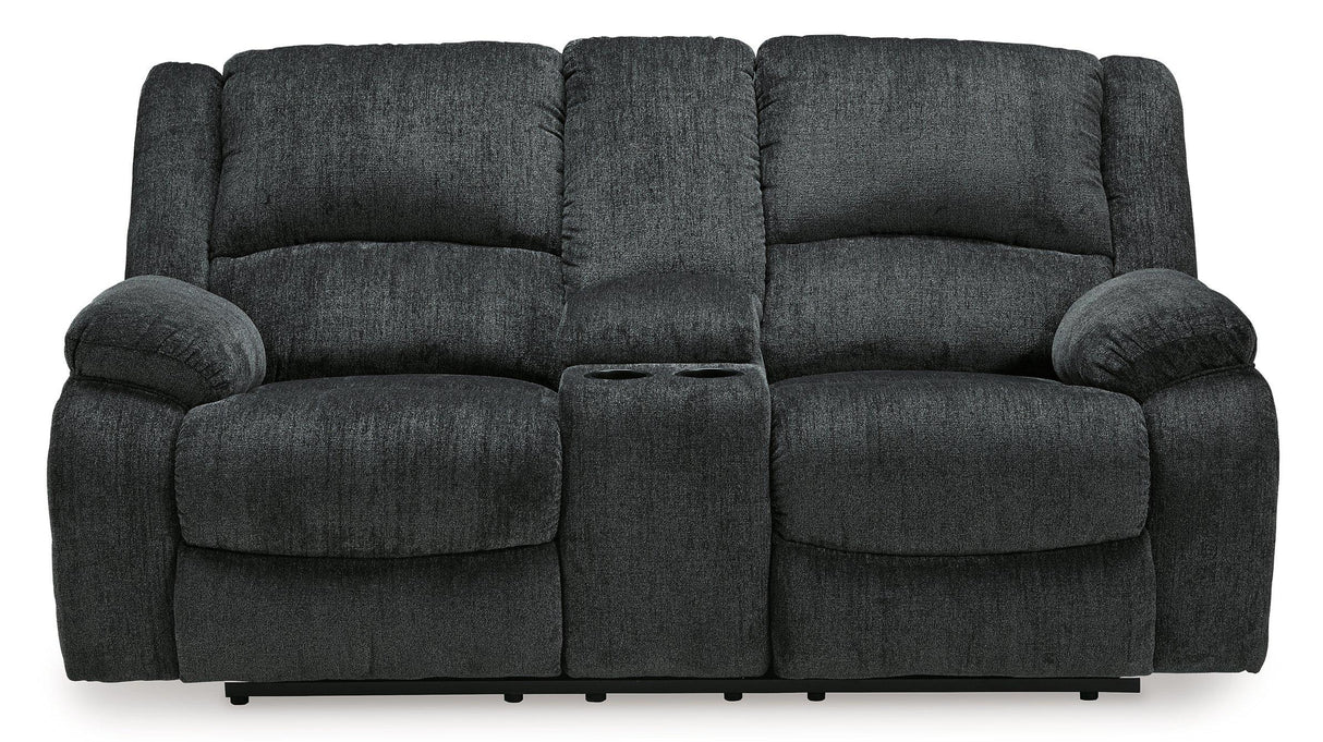 Draycoll Power Reclining Loveseat with Console - galleria furniture outlet