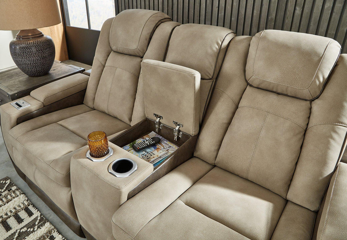 Next-Gen DuraPella Power Reclining Loveseat with Console - galleria furniture outlet