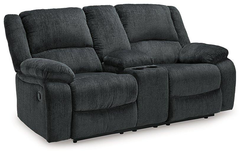 Draycoll Reclining Loveseat with Console - galleria furniture outlet