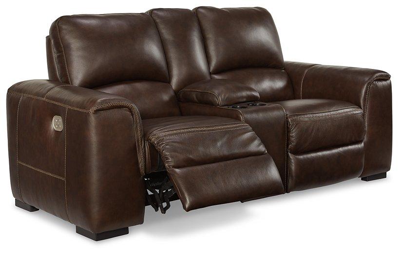 Alessandro Power Reclining Loveseat with Console - galleria furniture outlet