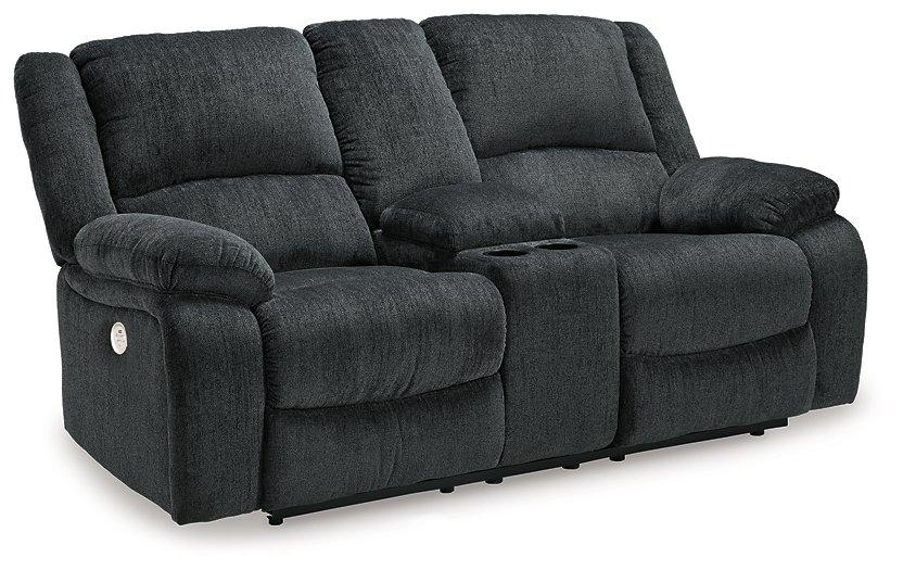 Draycoll Power Reclining Loveseat with Console - galleria furniture outlet