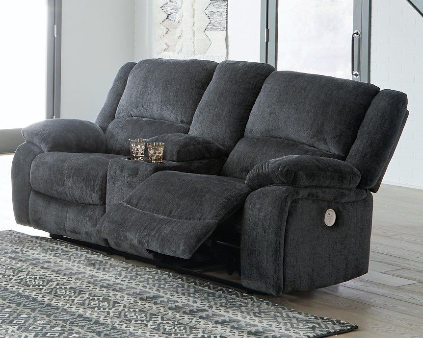 Draycoll Power Reclining Loveseat with Console - galleria furniture outlet
