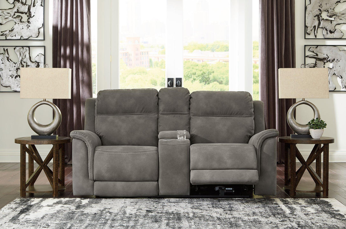 Next-Gen DuraPella Power Reclining Loveseat with Console - galleria furniture outlet