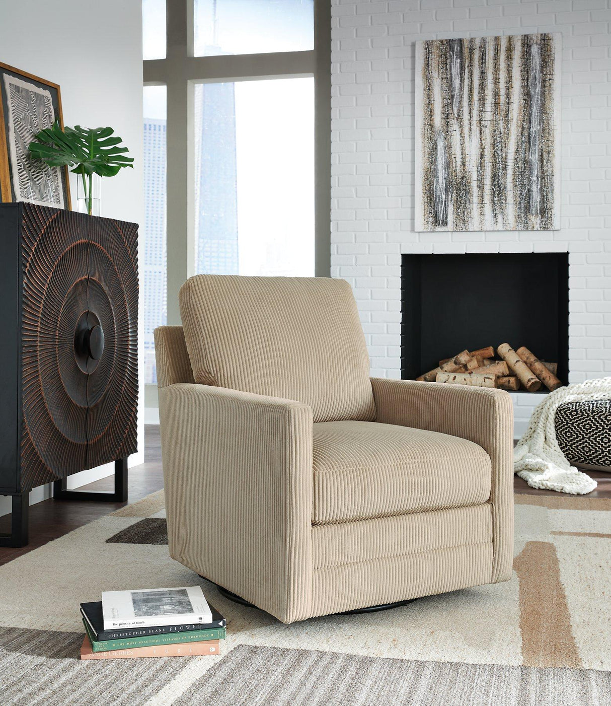 Icaman Swivel Accent Chair - galleria furniture outlet