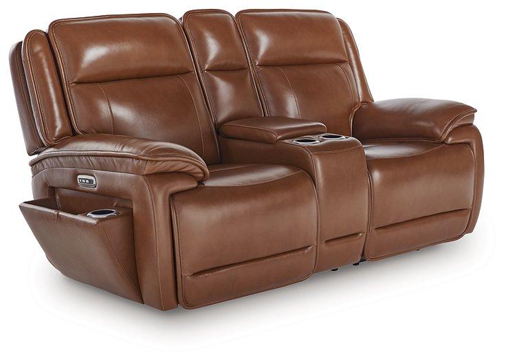 Healy Pier Power Reclining Loveseat with Console - galleria furniture outlet