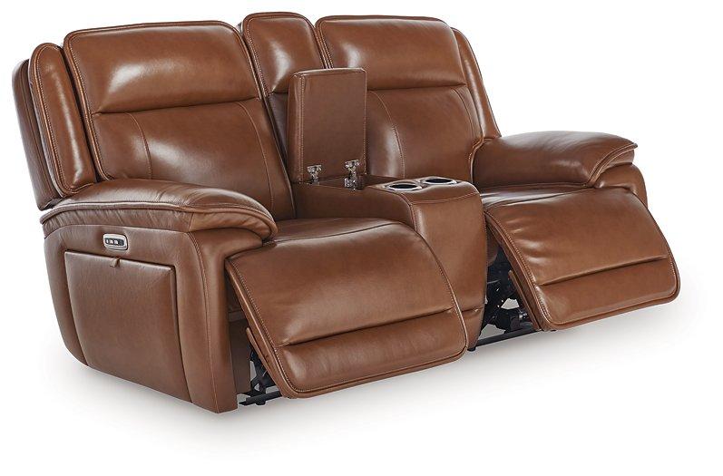 Healy Pier Power Reclining Loveseat with Console - galleria furniture outlet