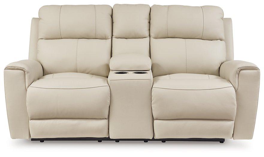 Dahlmoore Power Reclining Loveseat with Console - galleria furniture outlet