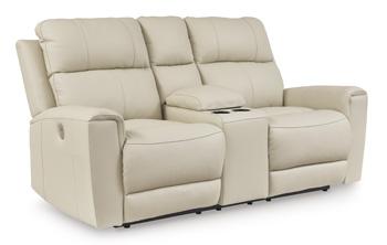 Dahlmoore Power Reclining Loveseat with Console - galleria furniture outlet
