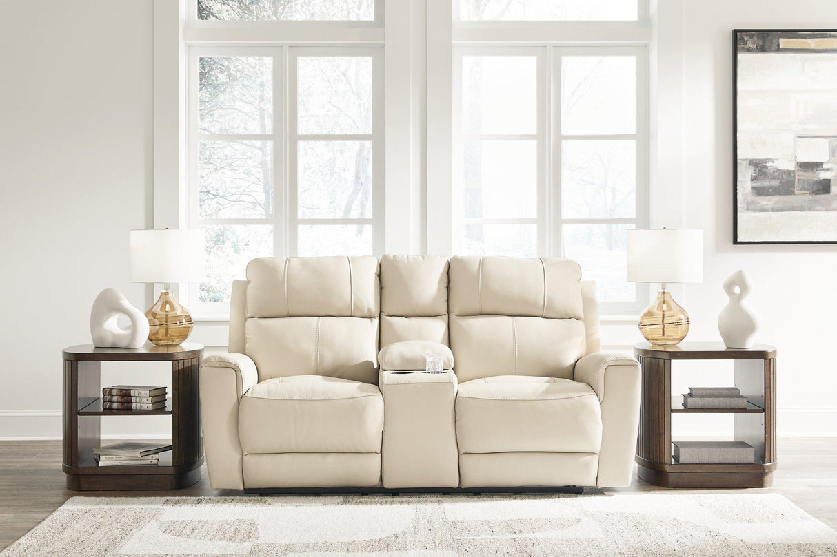 Dahlmoore Power Reclining Loveseat with Console - galleria furniture outlet