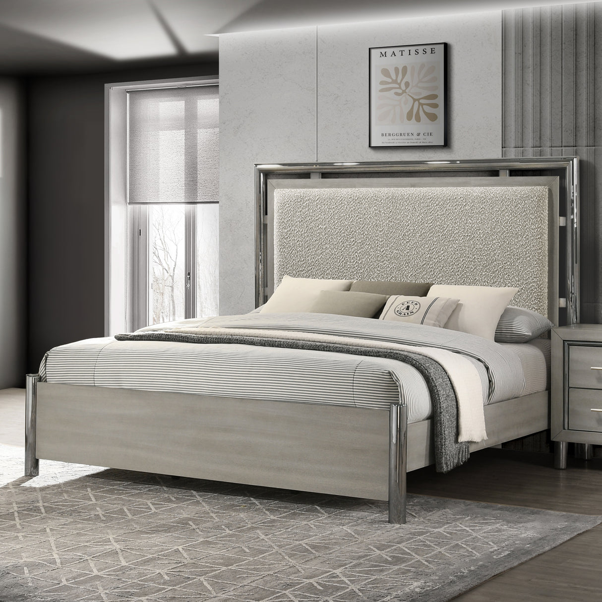 Lennox 6/6-6/0 Ek/Wk Headboard, Footboard & Slat Kit-Gray