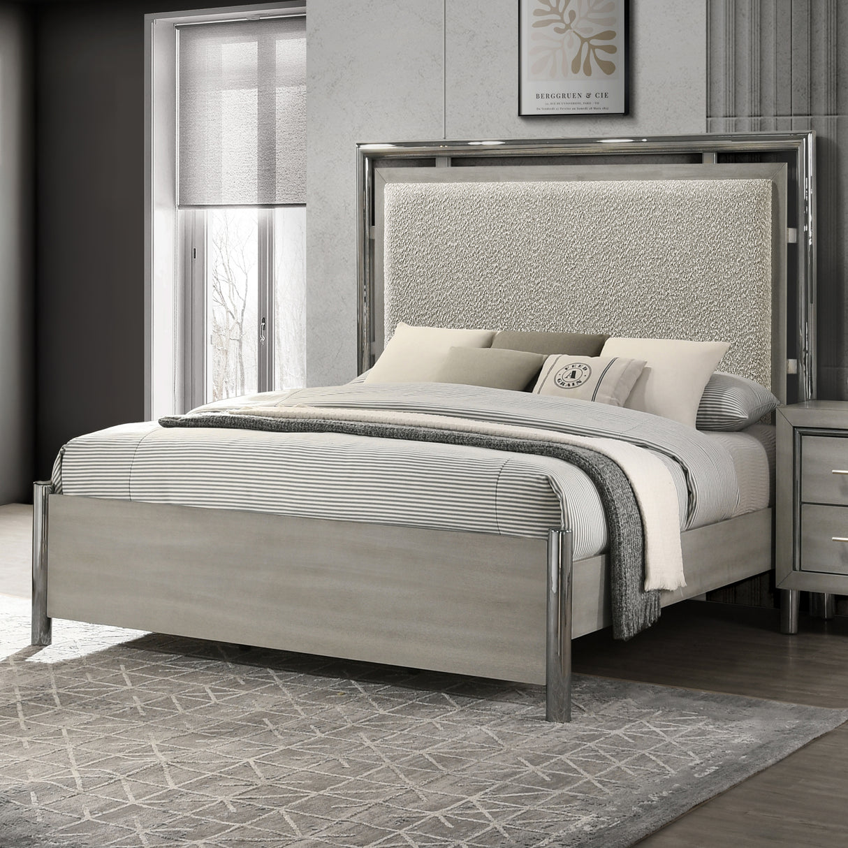 Lennox 5/0 Q Headboard, Footboard & Slat Kit-Gray