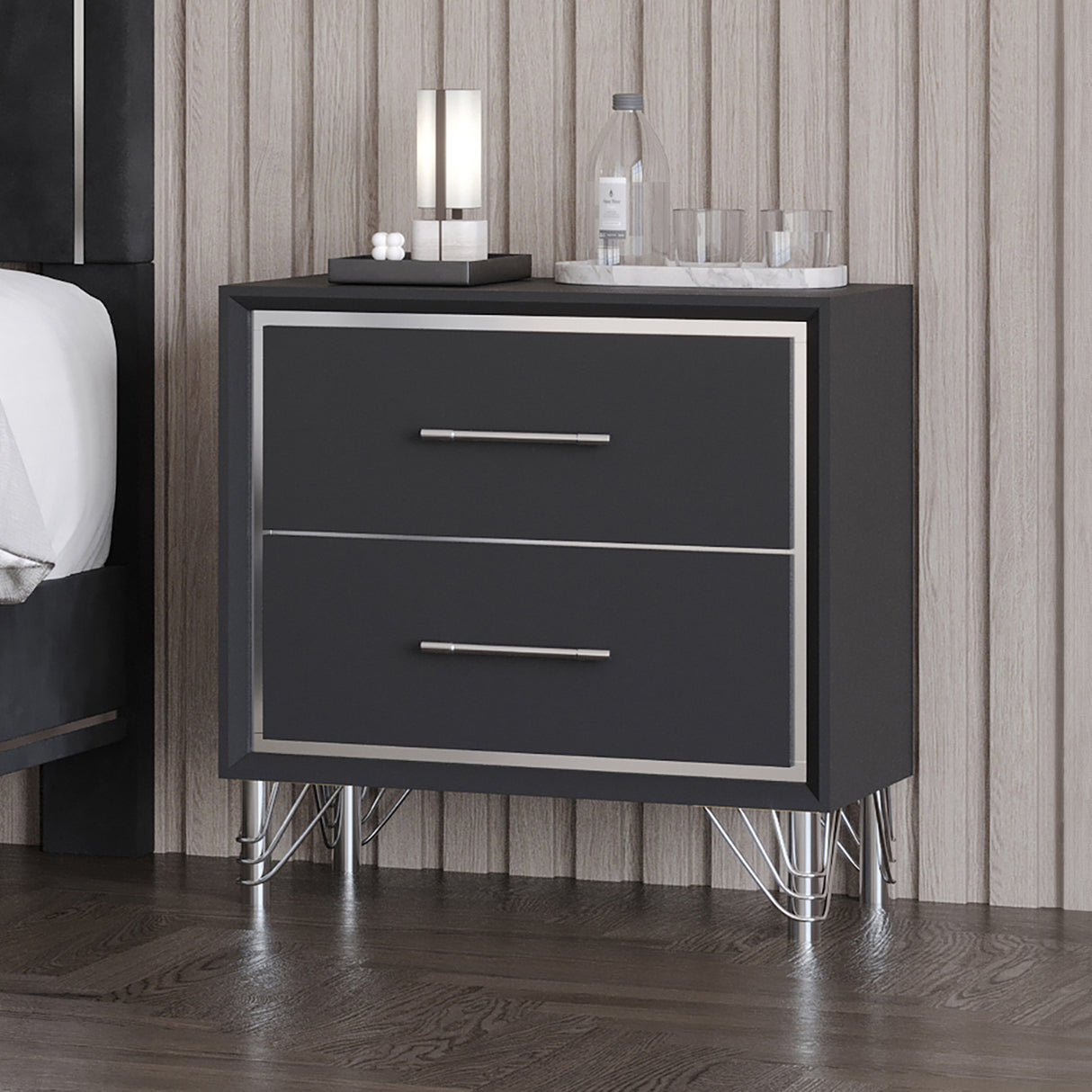 Ava 2 Drawer Nightstand-Ebony