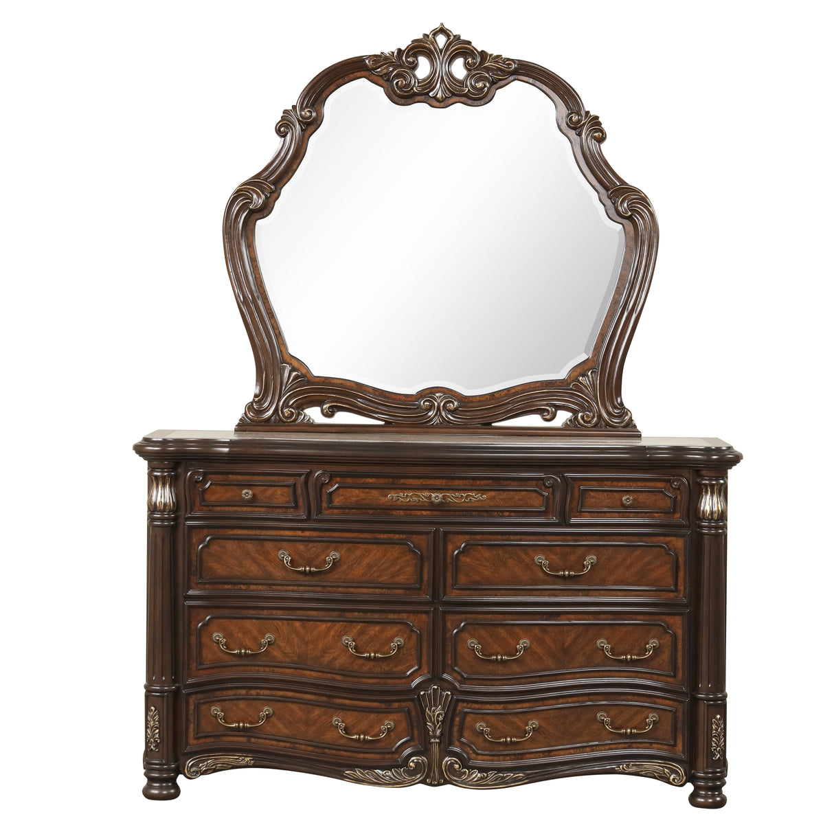 Bella Notte Dresser / Server Mirror- Mahogany Brown