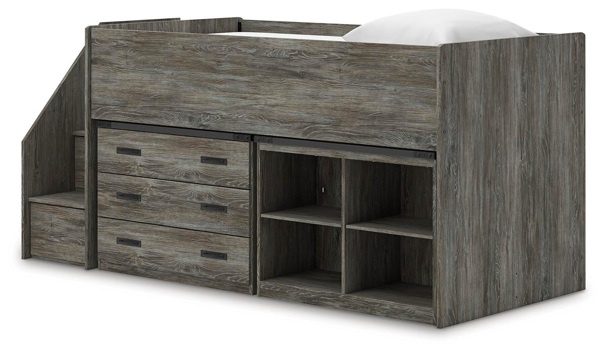 Frandern Loft Bed with Bookcase and Drawer Storage
