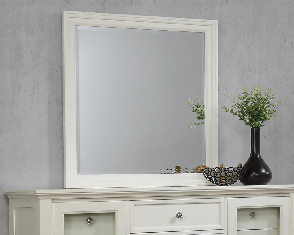 Sandy Beach Rectangular Dresser Mirror Cream White - galleria furniture outlet