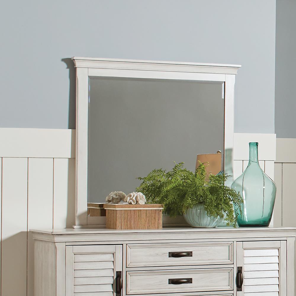 Franco Rectangular Dresser Mirror Antique White - galleria furniture outlet