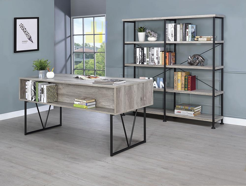 Analiese 4-drawer Writing Desk Grey Driftwood - galleria furniture outlet