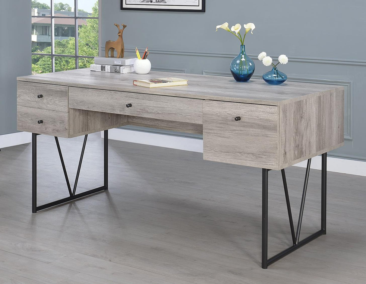 Analiese 4-drawer Writing Desk Grey Driftwood - galleria furniture outlet