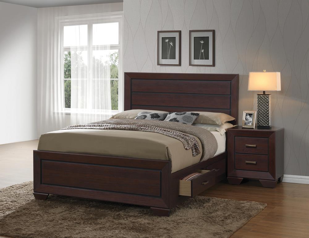 Kauffman California King, Eastren King, & Queen Panel Bed Dark Cocoa