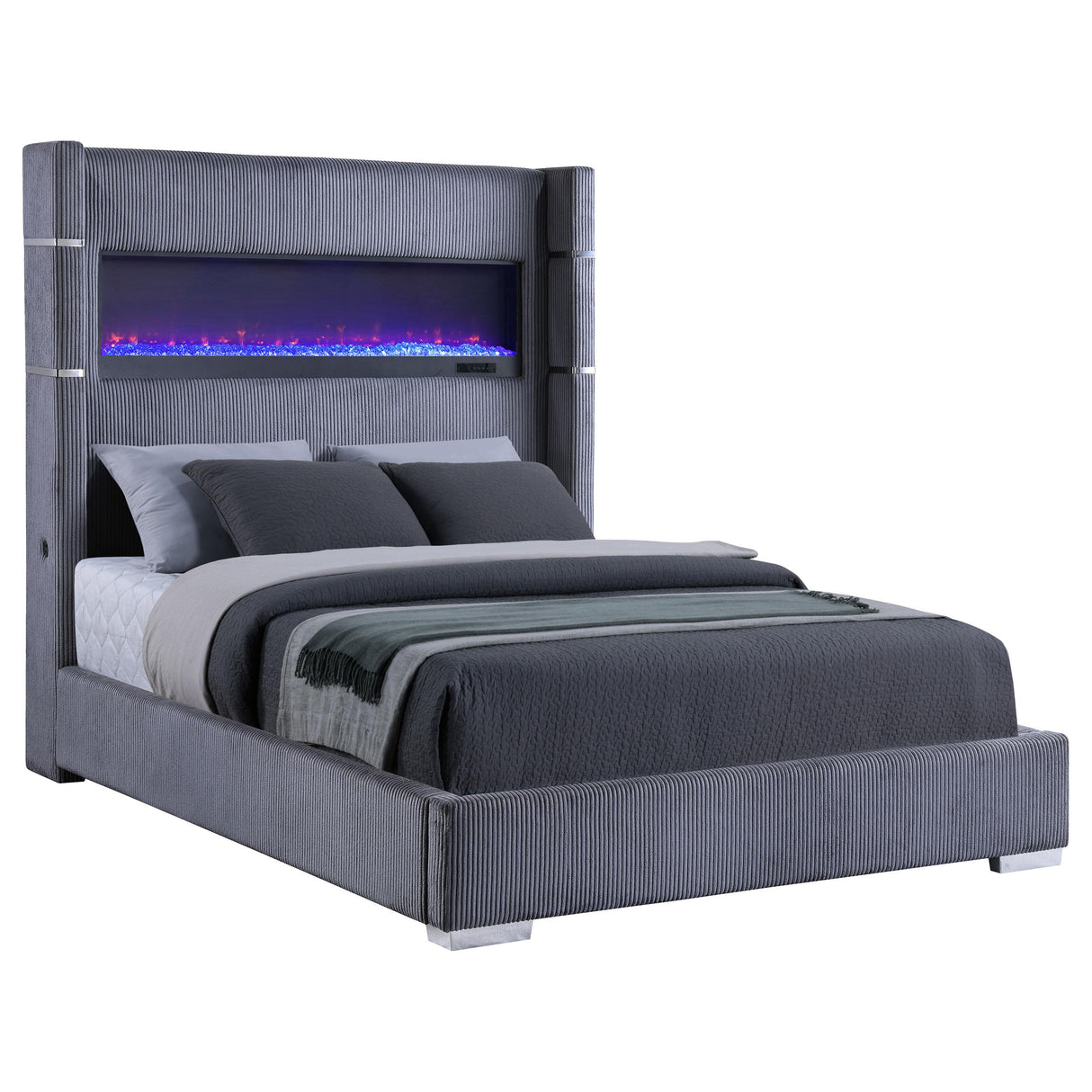 Tisdall Wingback Bed with Flame Visualizer - galleria furniture outlet