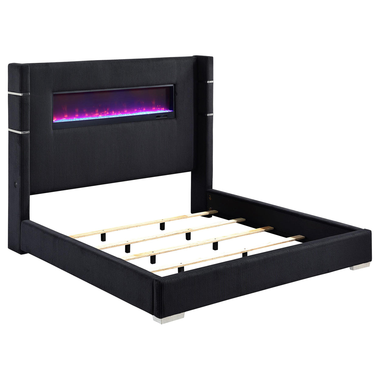 Tisdall Wingback Bed with Flame Visualizer - galleria furniture outlet