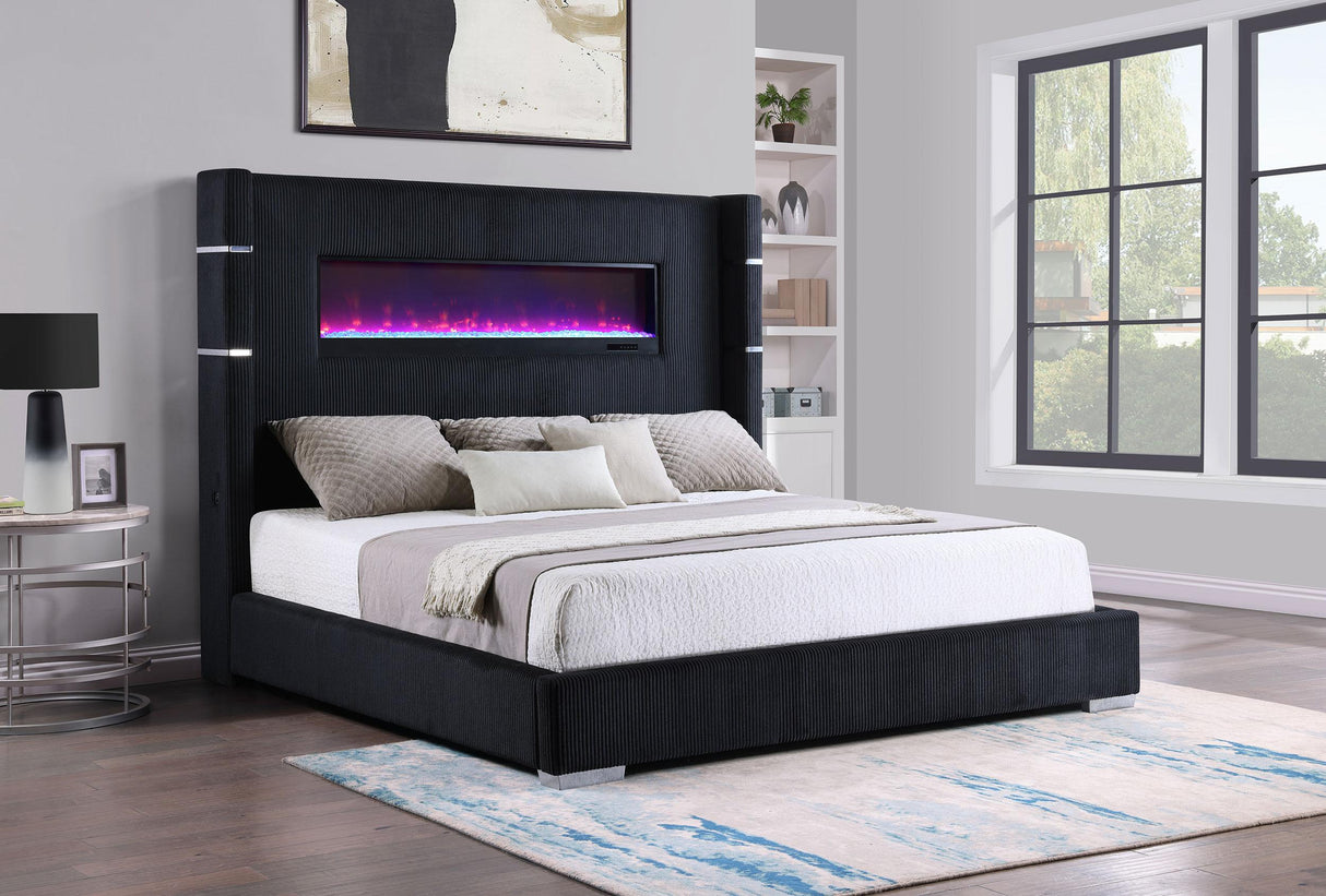 Tisdall Wingback Bed with Flame Visualizer - galleria furniture outlet