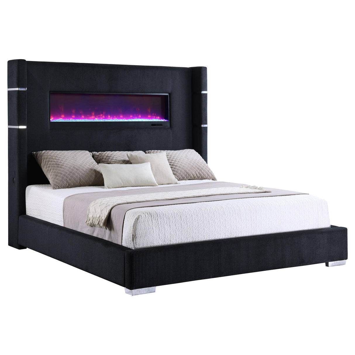 Tisdall Wingback Bed with Flame Visualizer - galleria furniture outlet