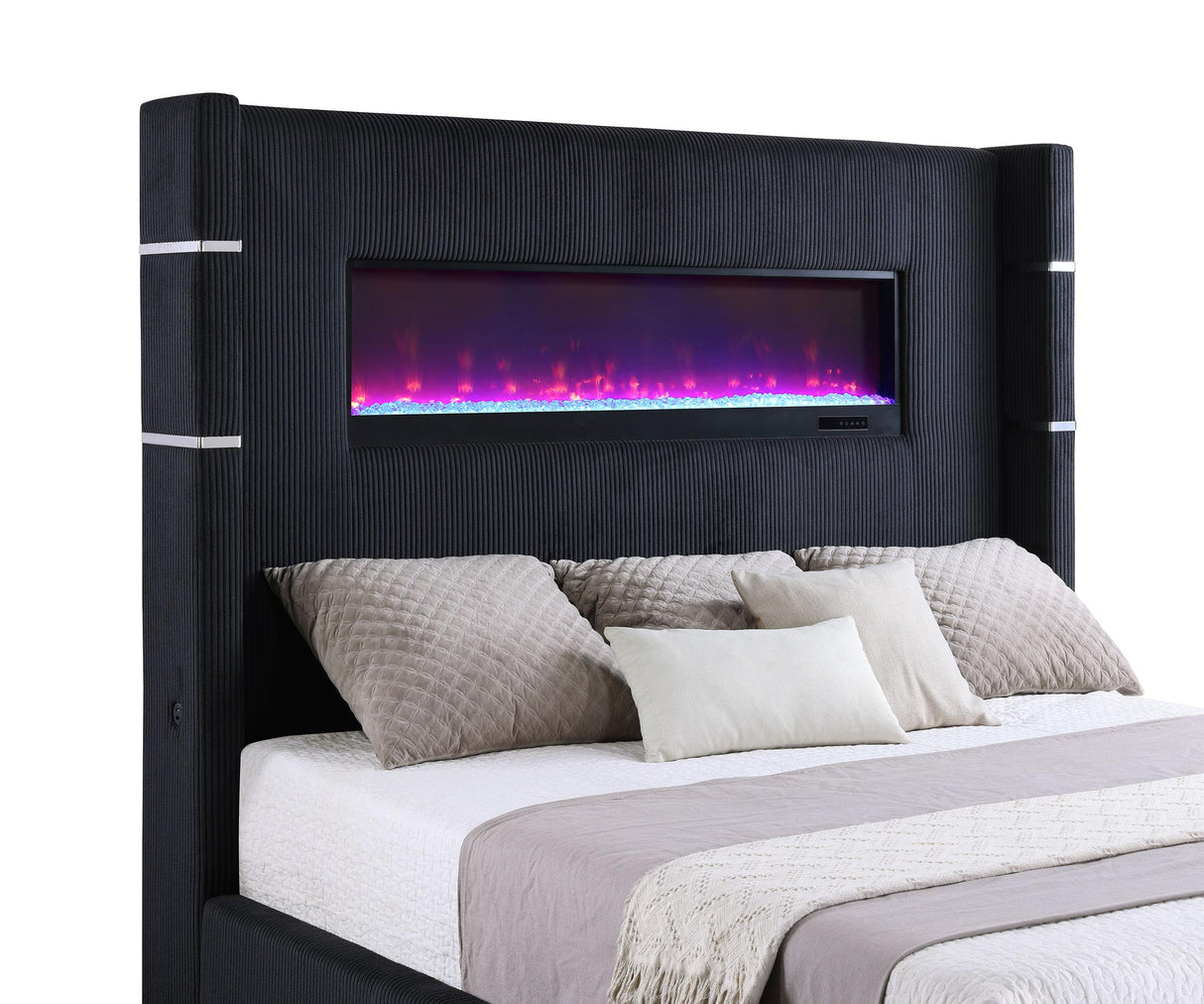 Tisdall Wingback Bed with Flame Visualizer - galleria furniture outlet