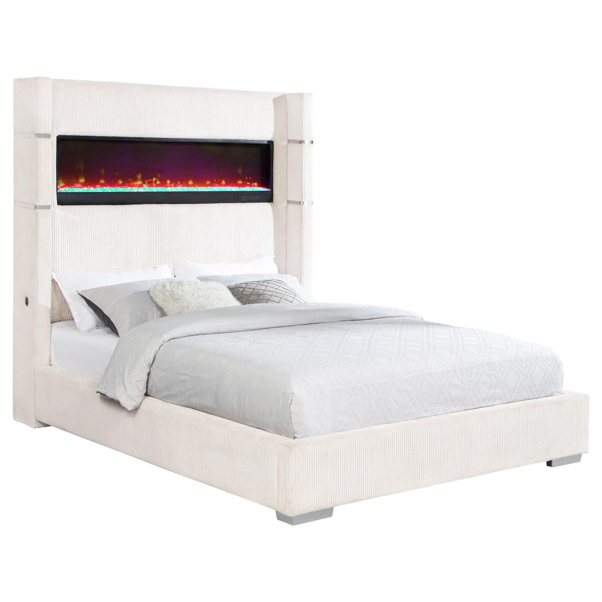 Tisdall Wingback Bed with Flame Visualizer - galleria furniture outlet