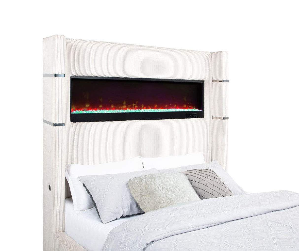 Tisdall Wingback Bed with Flame Visualizer - galleria furniture outlet