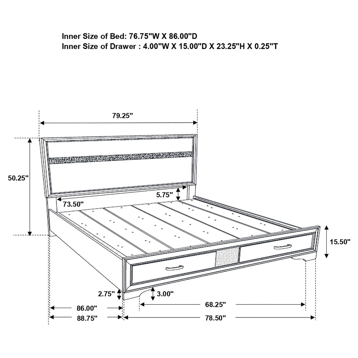 Miranda Panel Platform Storage Bed