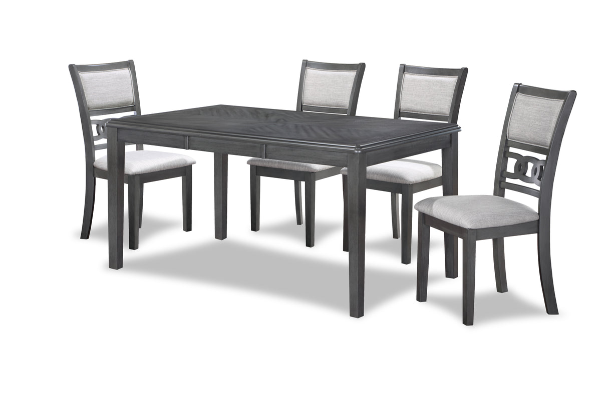Gia 5 Pc 60" Dining Table & 4 Chairs-Gray