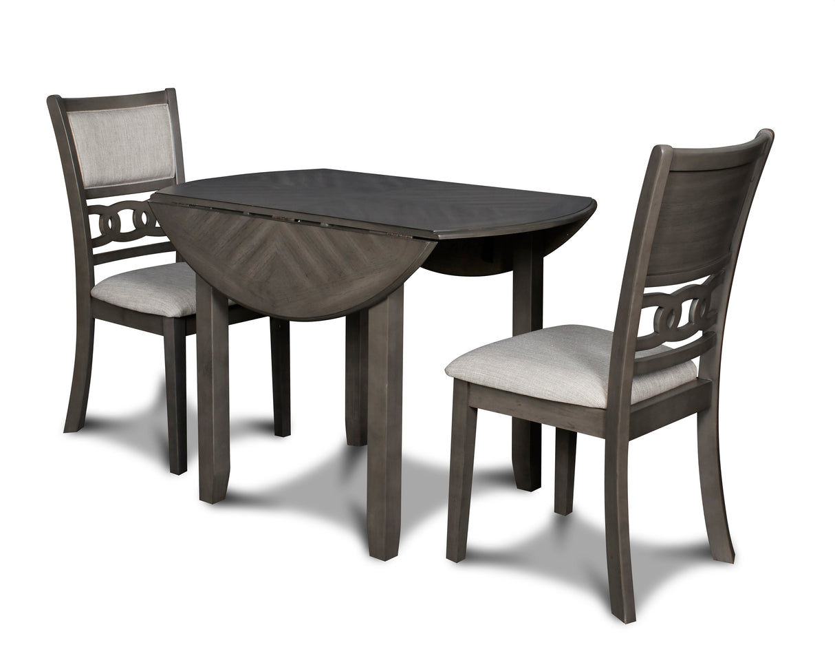 Gia 3 Pc 42" Drop Leaf Dining Table & 2 Chairs-Gray