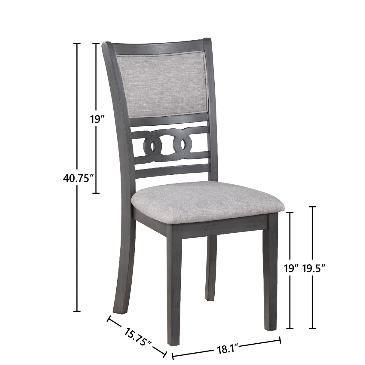 Gia 5 Pc 48" Rectangle Dining Table & 4 Chairs-Gray