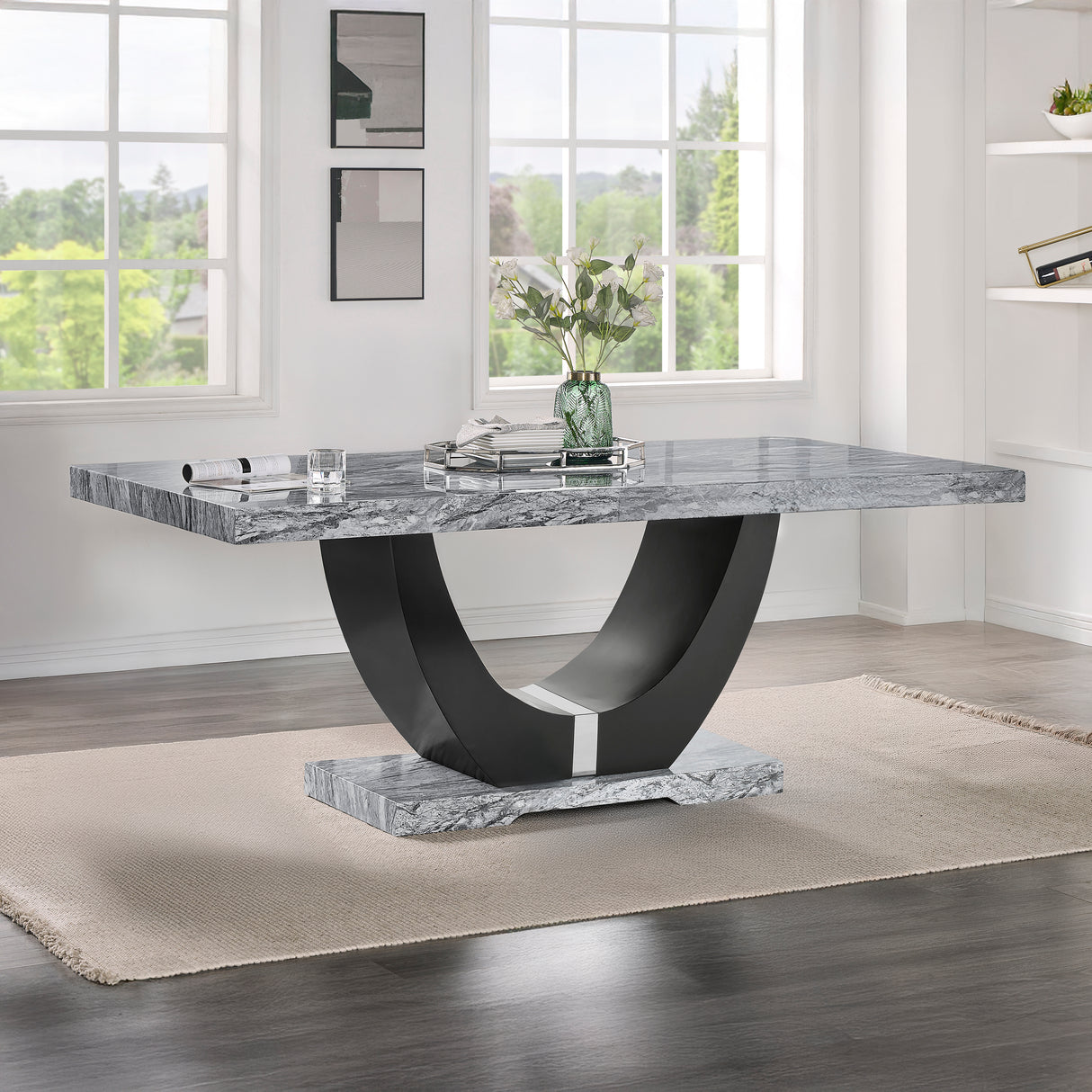 Lyra Dining Table Top And Base Bottom Marble