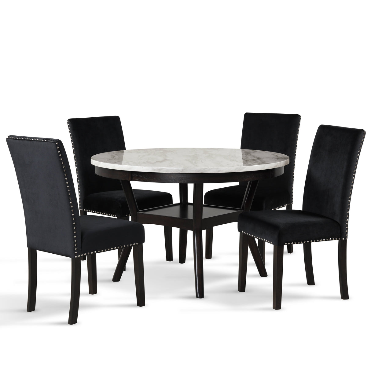 Celeste 48" Round Dining Table-Espresso/Faux Marble