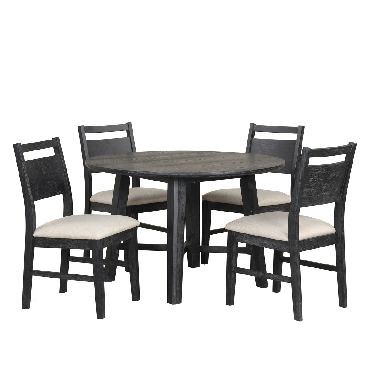 Sable Crest 5 Piece Round Dining Table & 4 Chairs-Black
