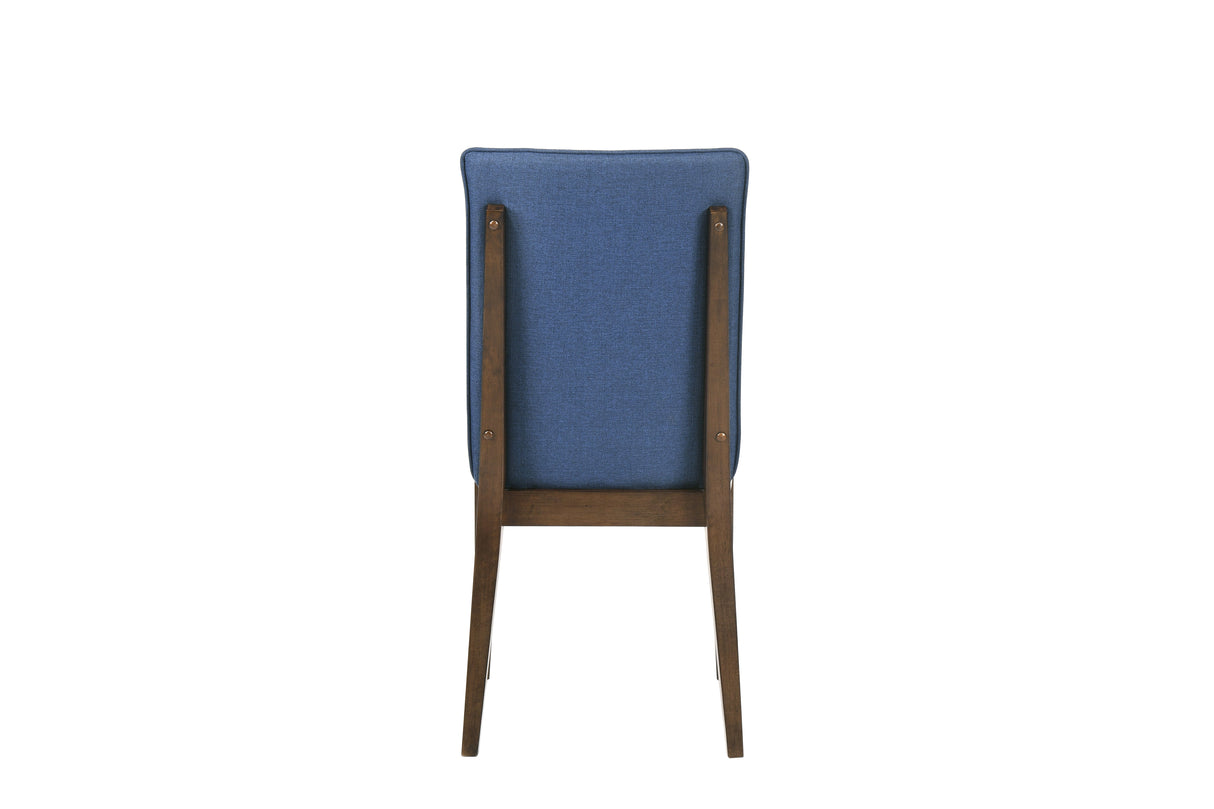 Maggie Dining Chair W/Blue Cushion-Walnut