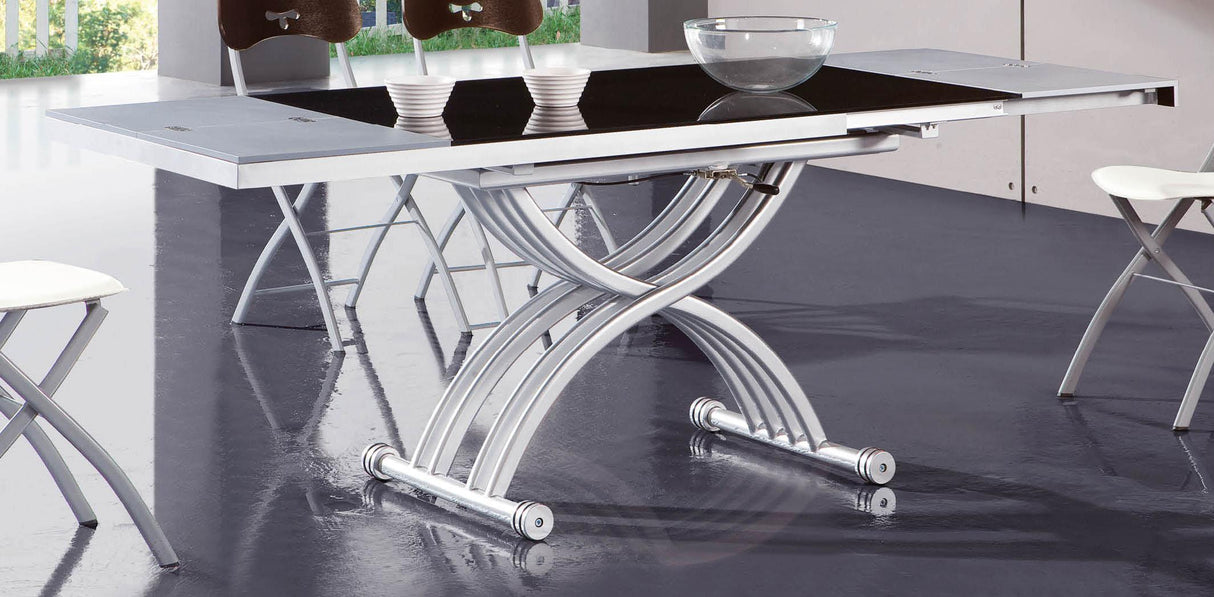 ESF Furniture 2109 Dining Table w/ Two 14" Extensions in Dark Gray