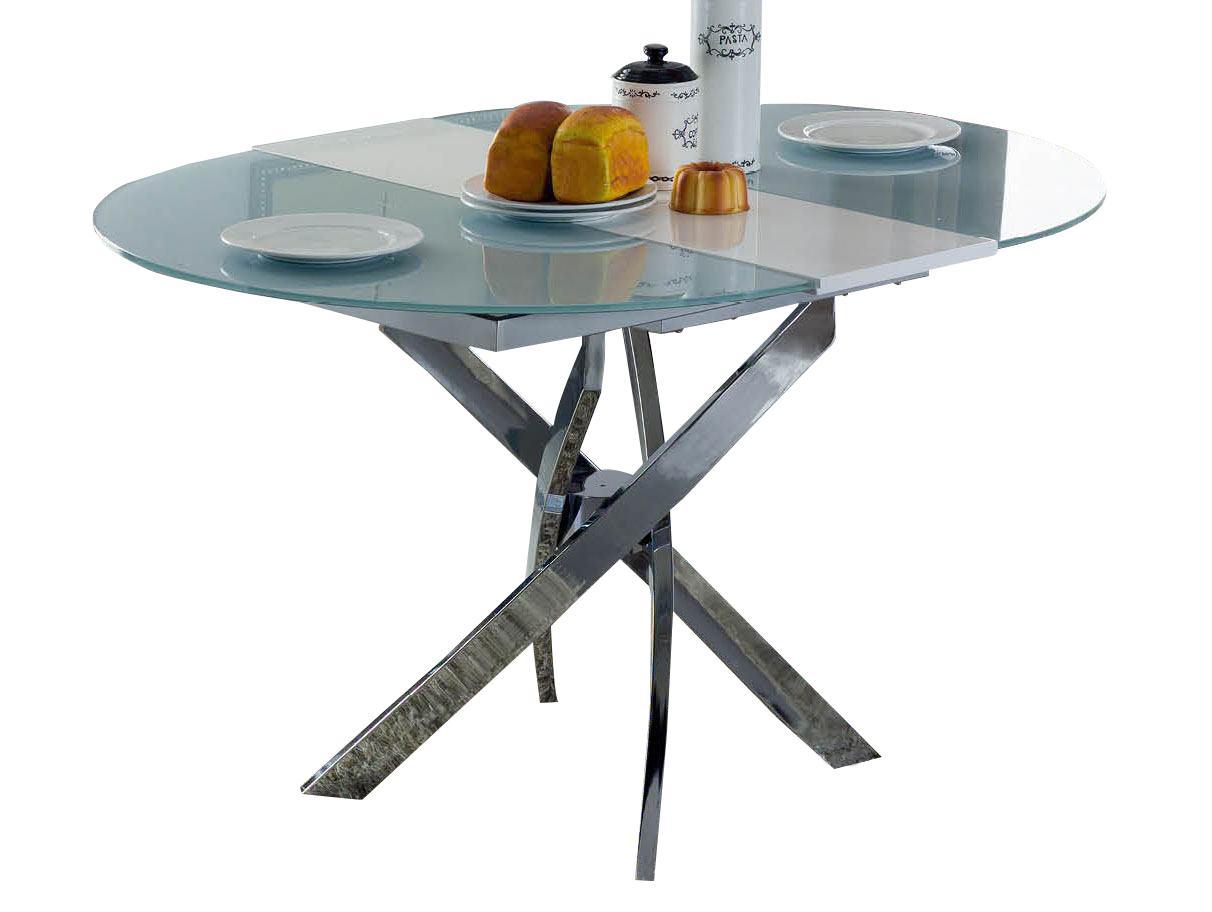 ESF Furniture 2303 Dining Table w/ Extension in Chrome - galleria furniture outlet