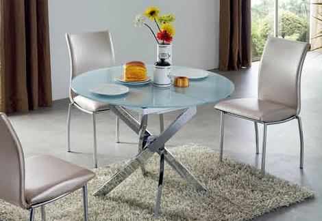 ESF Furniture 2303 Dining Table w/ Extension in Chrome - galleria furniture outlet