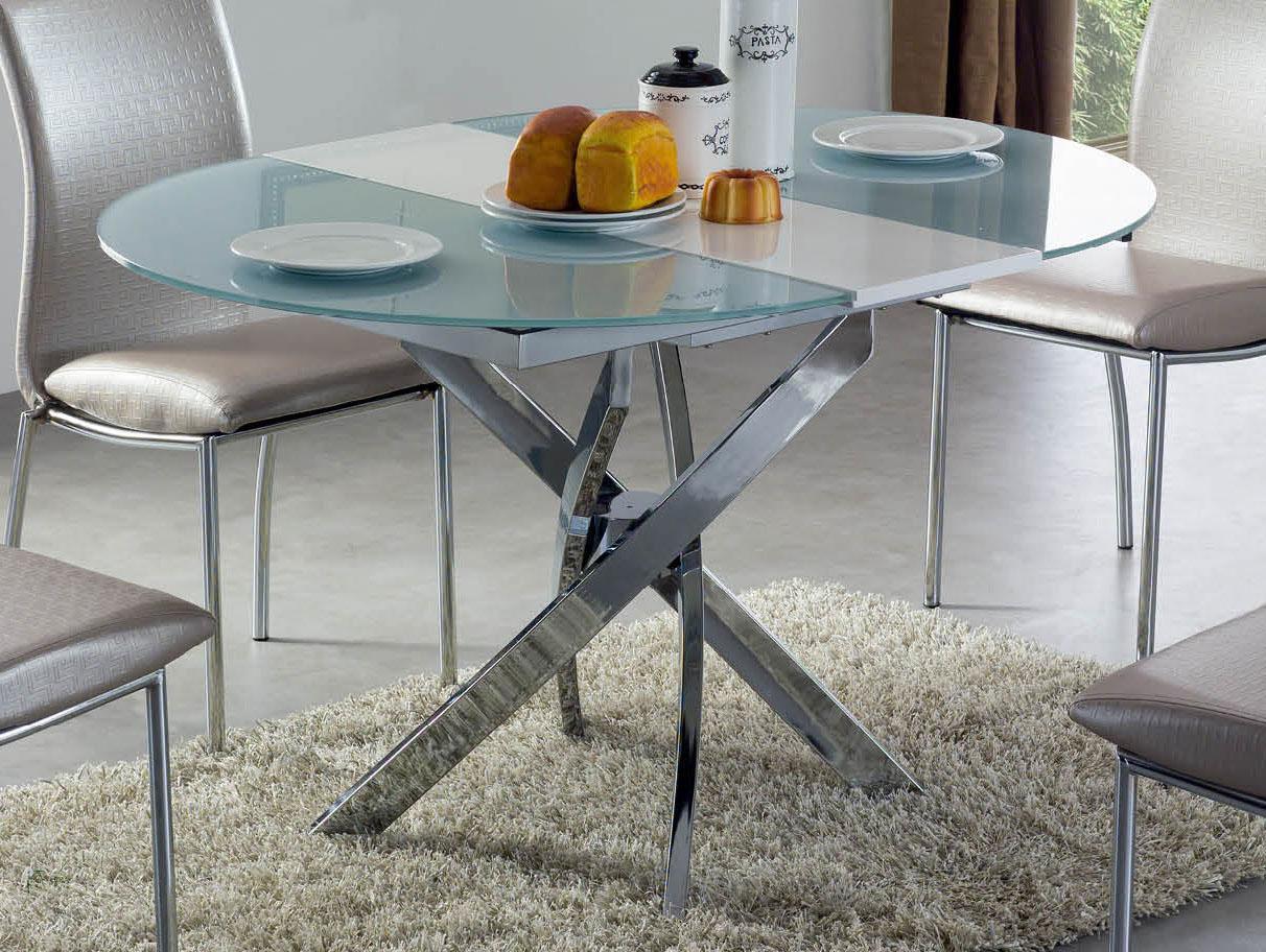 ESF Furniture 2303 Dining Table w/ Extension in Chrome - galleria furniture outlet
