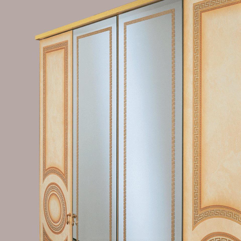 ESF Furniture Aida 4 Door Wardrobe in Ivory w/ Gold - galleria furniture outlet