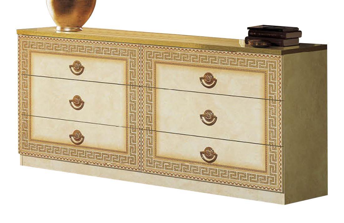 ESF Furniture Aida Double Dresser in Ivory w/ Gold