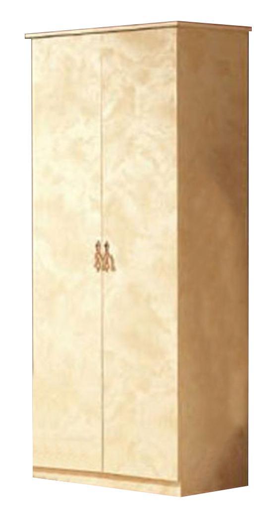 ESF Furniture Barocco 2-Door Wardrobe in Ivory w/ Gold - galleria furniture outlet