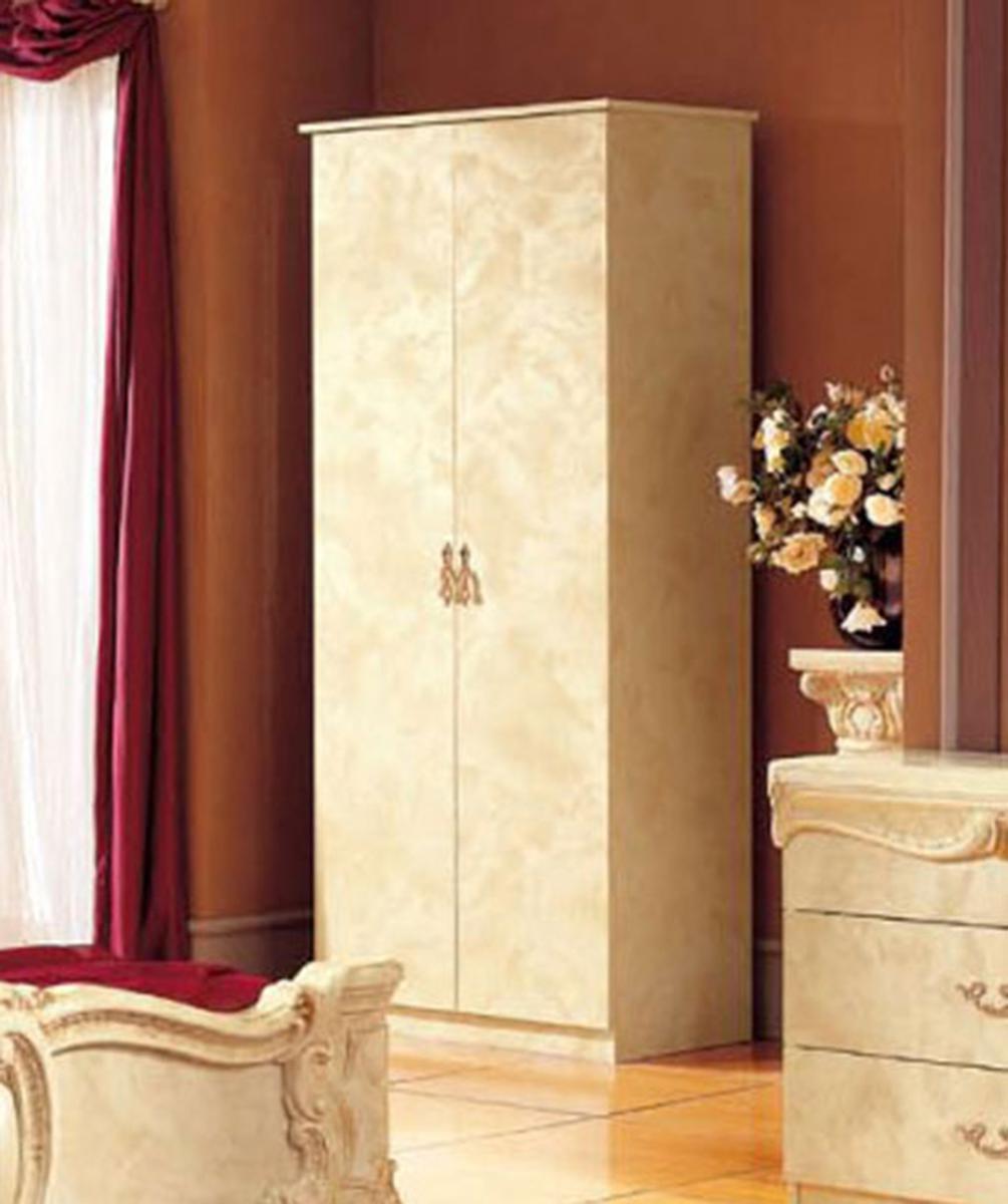 ESF Furniture Barocco 2-Door Wardrobe in Ivory w/ Gold - galleria furniture outlet