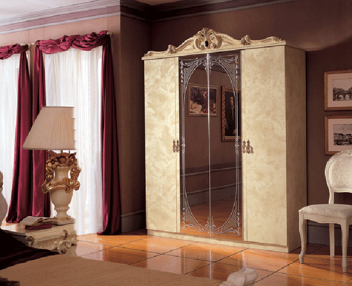 ESF Furniture Barocco 4-Door Wardrobe in Ivory - galleria furniture outlet
