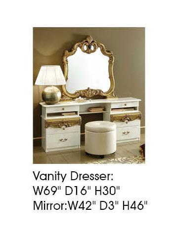 ESF Furniture Barocco Vanity Dresser in Ivory w/ Gold - galleria furniture outlet