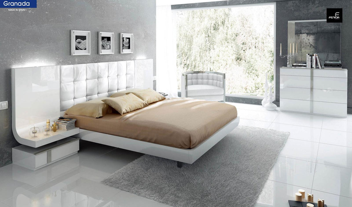 ESF Furniture Granada King Platform with Storage Bed in White - galleria furniture outlet